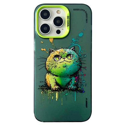 Double Layer Color Silver Series Animal Oil Painting Phone Case, For iPhone 12 Pro, For iPhone 11