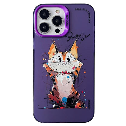 Double Layer Color Silver Series Animal Oil Painting Phone Case, For iPhone 12 Pro, For iPhone 11