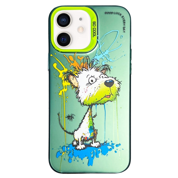 Double Layer Color Silver Series Animal Oil Painting Phone Case, For iPhone 12 Pro, For iPhone 11