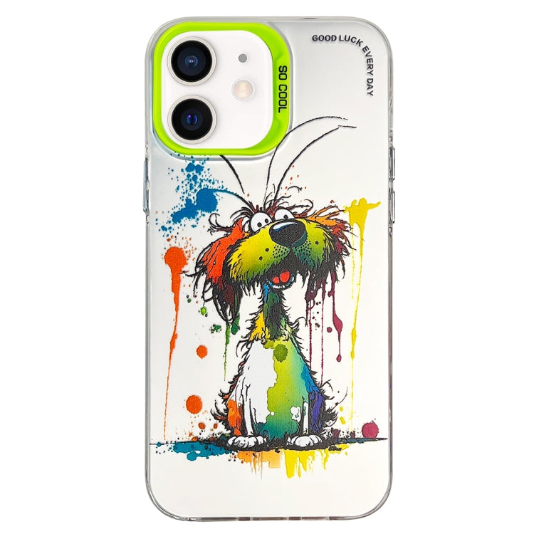 Double Layer Color Silver Series Animal Oil Painting Phone Case, For iPhone 12 Pro, For iPhone 11