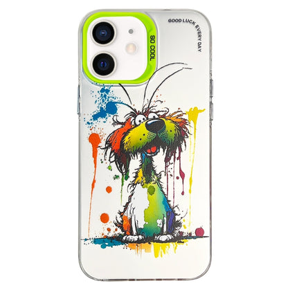 Double Layer Color Silver Series Animal Oil Painting Phone Case, For iPhone 12 Pro, For iPhone 11