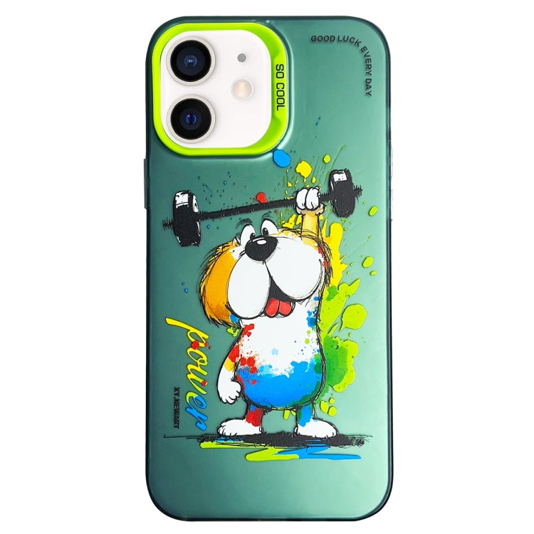 Double Layer Color Silver Series Animal Oil Painting Phone Case, For iPhone 12 Pro, For iPhone 11