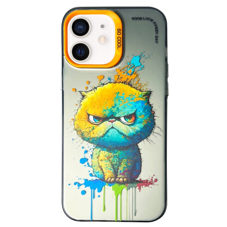 Double Layer Color Silver Series Animal Oil Painting Phone Case, For iPhone 12 Pro, For iPhone 11
