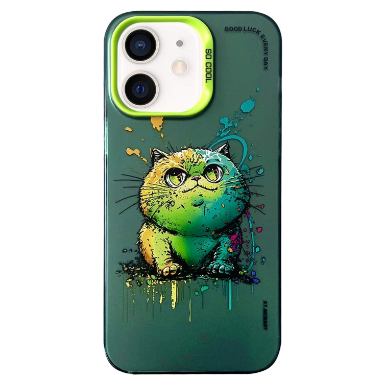 Double Layer Color Silver Series Animal Oil Painting Phone Case, For iPhone 12 Pro, For iPhone 11
