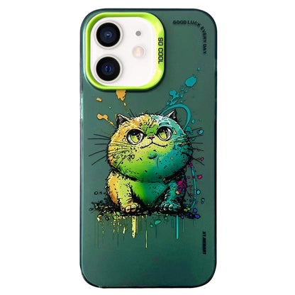 Double Layer Color Silver Series Animal Oil Painting Phone Case, For iPhone 12 Pro, For iPhone 11
