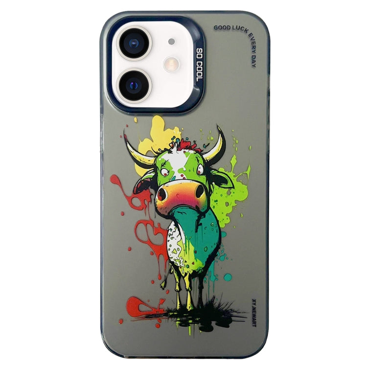 Double Layer Color Silver Series Animal Oil Painting Phone Case, For iPhone 12 Pro, For iPhone 11