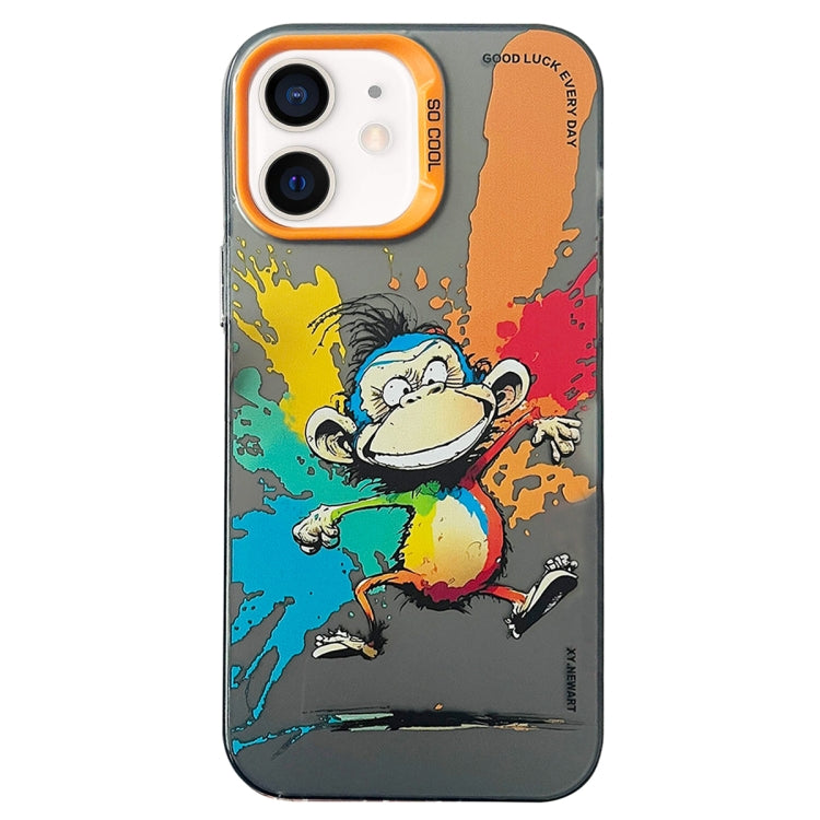 Double Layer Color Silver Series Animal Oil Painting Phone Case, For iPhone 12 Pro, For iPhone 11