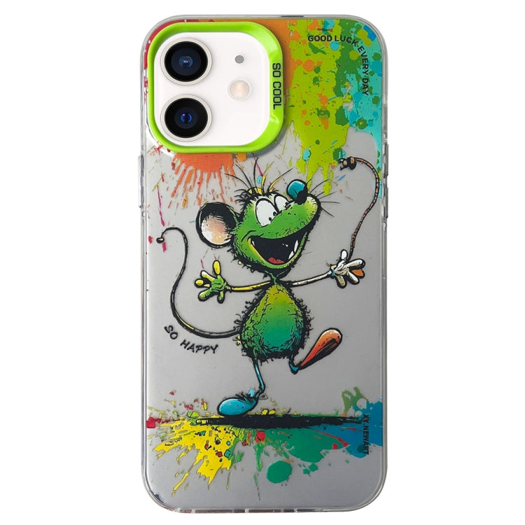 Double Layer Color Silver Series Animal Oil Painting Phone Case, For iPhone 12 Pro, For iPhone 11
