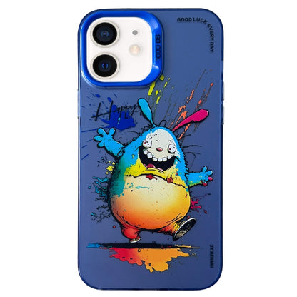 Double Layer Color Silver Series Animal Oil Painting Phone Case, For iPhone 12 Pro, For iPhone 11