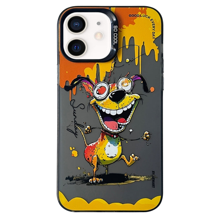 Double Layer Color Silver Series Animal Oil Painting Phone Case, For iPhone 12 Pro, For iPhone 11