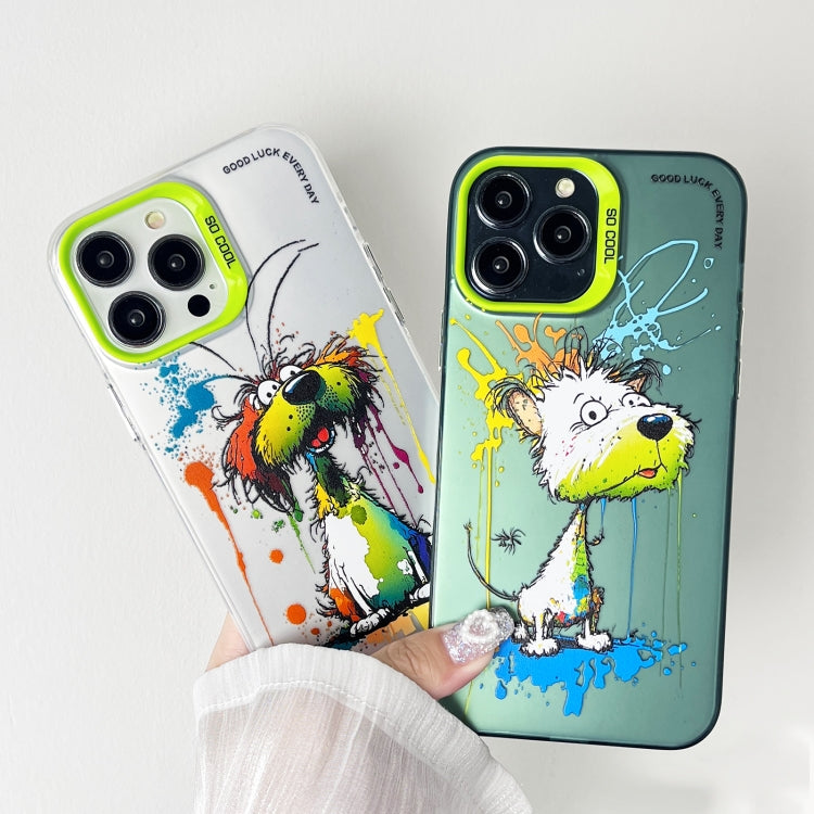 Double Layer Color Silver Series Animal Oil Painting Phone Case, For iPhone 12 Pro, For iPhone 11