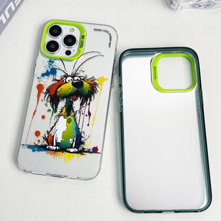 Double Layer Color Silver Series Animal Oil Painting Phone Case, For iPhone 12 Pro, For iPhone 11