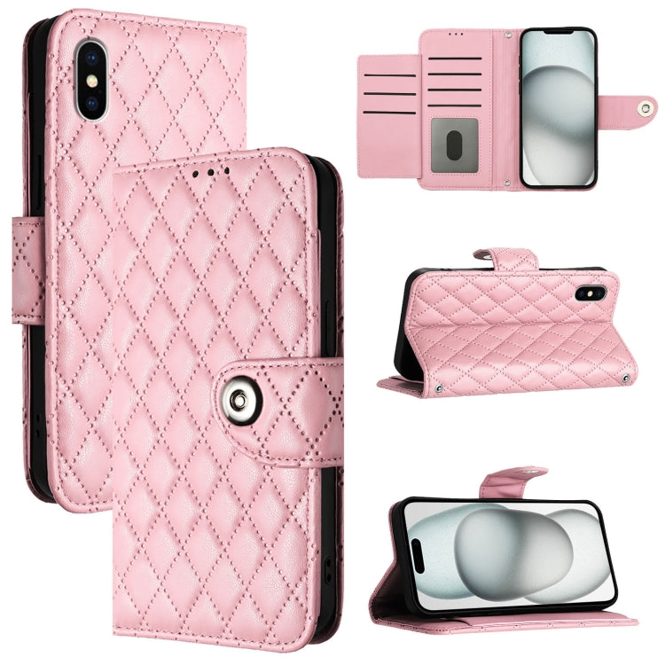 Rhombic Texture Flip Leather Phone Case with Lanyard, For iPhone 11, For iPhone 11 Pro, For iPhone XS / X, For iPhone XR, For iPhone XS Max, For iPhone 8 Plus / 7 Plus / 6s Plus