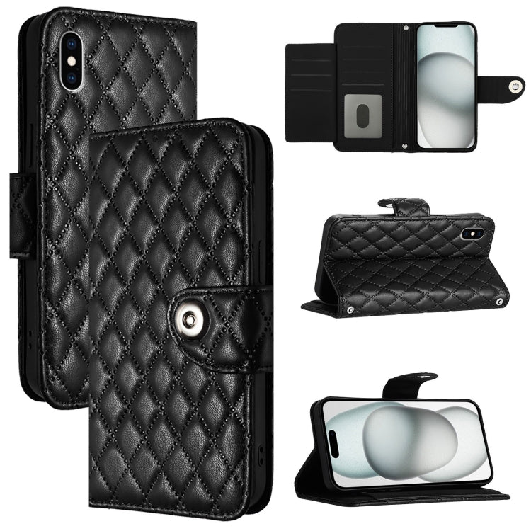 Rhombic Texture Flip Leather Phone Case with Lanyard, For iPhone 11, For iPhone 11 Pro, For iPhone XS / X, For iPhone XR, For iPhone XS Max, For iPhone 8 Plus / 7 Plus / 6s Plus