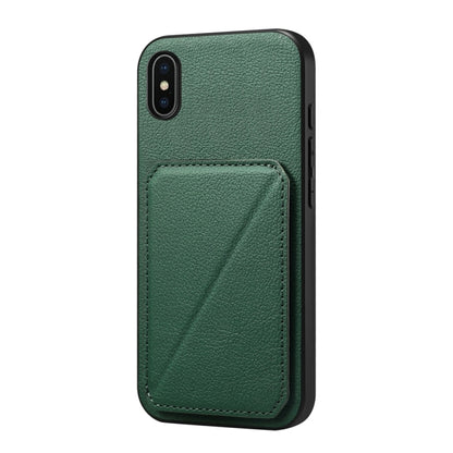 D04 Calf Texture Dual Card Slot Holder Phone Case, For iPhone 11, For iPhone 11 Pro, For iPhone X / XS, For iPhone XR, For iPhone XS Max, For iPhone 7 Plus / 8 Plus