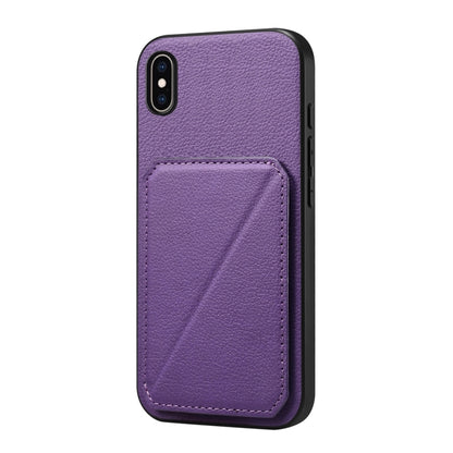 D04 Calf Texture Dual Card Slot Holder Phone Case, For iPhone 11, For iPhone 11 Pro, For iPhone X / XS, For iPhone XR, For iPhone XS Max, For iPhone 7 Plus / 8 Plus