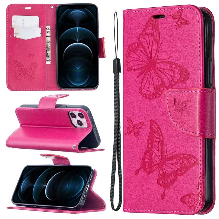 Embossing Two Butterflies Pattern Horizontal Flip PU Leather Case with Holder & Card Slot & Wallet & Lanyard, For iPhone 12 mini, For iPhone 12 / 12 Pro, For iPhone 12 Pro Max, For Samsung Galaxy Note20, For Samsung Galaxy Note20 Ultra
