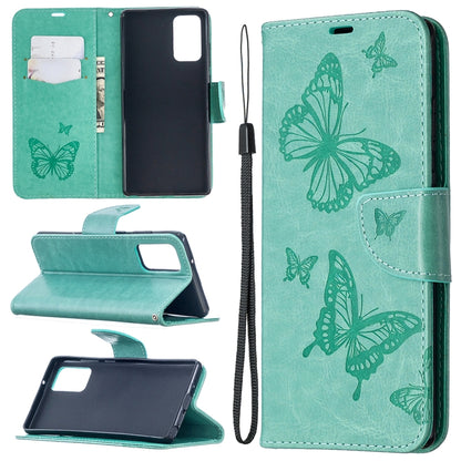 Embossing Two Butterflies Pattern Horizontal Flip PU Leather Case with Holder & Card Slot & Wallet & Lanyard, For iPhone 12 mini, For iPhone 12 / 12 Pro, For iPhone 12 Pro Max, For Samsung Galaxy Note20, For Samsung Galaxy Note20 Ultra