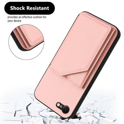 Skin Feel Four Card Slots Phone Case with Wrist Strap, For iPhone 7 / 8 / SE 2020 2022, For iPhone 13 Pro Max, For iPhone 13 Pro, For iPhone 13, For iPhone 13 mini, For iPhone 12, For iPhone 12 Pro Max, For iPhone 12 Pro
