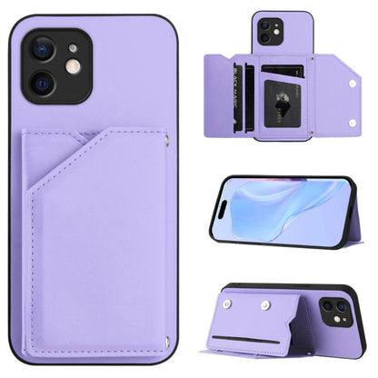 Skin Feel Four Card Slots Phone Case with Wrist Strap, For iPhone 7 / 8 / SE 2020 2022, For iPhone 13 Pro Max, For iPhone 13 Pro, For iPhone 13, For iPhone 13 mini, For iPhone 12, For iPhone 12 Pro Max, For iPhone 12 Pro