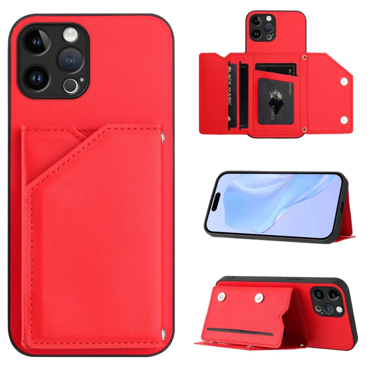 Skin Feel Four Card Slots Phone Case with Wrist Strap, For iPhone 7 / 8 / SE 2020 2022, For iPhone 13 Pro Max, For iPhone 13 Pro, For iPhone 13, For iPhone 13 mini, For iPhone 12, For iPhone 12 Pro Max, For iPhone 12 Pro