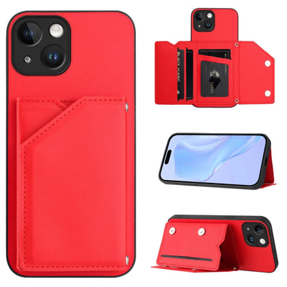 Skin Feel Four Card Slots Phone Case with Wrist Strap, For iPhone 7 / 8 / SE 2020 2022, For iPhone 13 Pro Max, For iPhone 13 Pro, For iPhone 13, For iPhone 13 mini, For iPhone 12, For iPhone 12 Pro Max, For iPhone 12 Pro