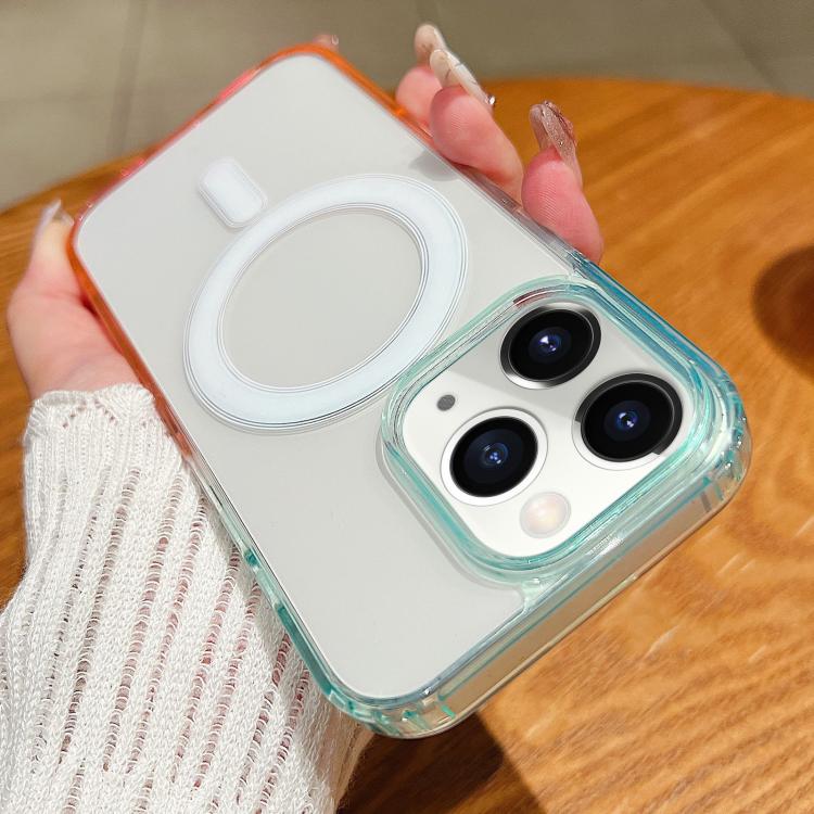 Contrast Color Gradient Transparent MagSafe Phone Case, For iPhone 11, For iPhone 11 Pro
