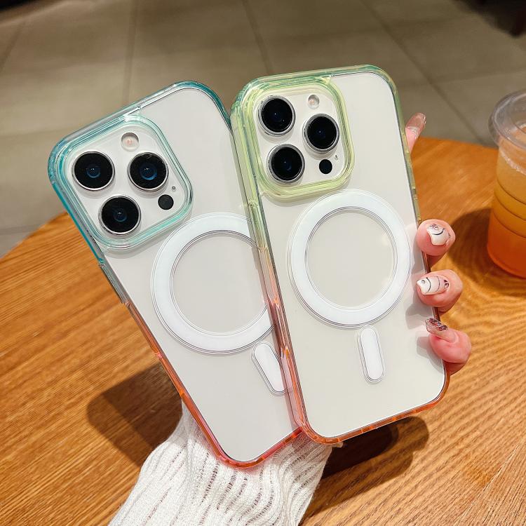 Contrast Color Gradient Transparent MagSafe Phone Case, For iPhone 11, For iPhone 11 Pro