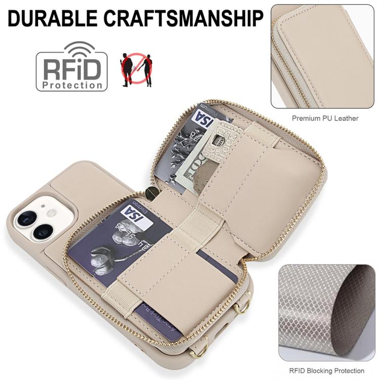 Crossbody Zipper RFID Card Bag Phone Case, For iPhone 12 / 12 Pro, For iPhone 12 Pro Max, For iPhone 11 Pro Max, For iPhone 11, For iPhone 11 Pro