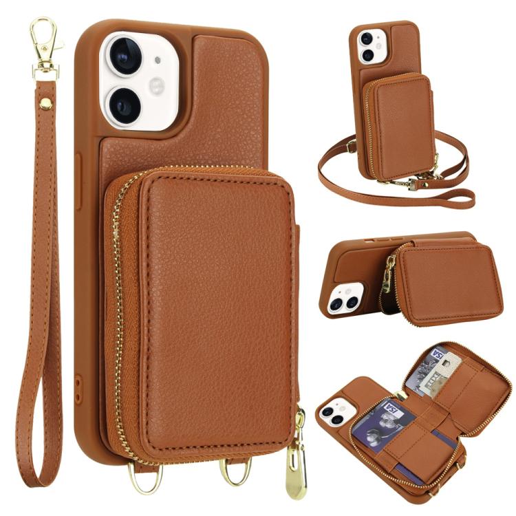 Crossbody Zipper RFID Card Bag Phone Case, For iPhone 12 / 12 Pro, For iPhone 12 Pro Max, For iPhone 11 Pro Max, For iPhone 11, For iPhone 11 Pro