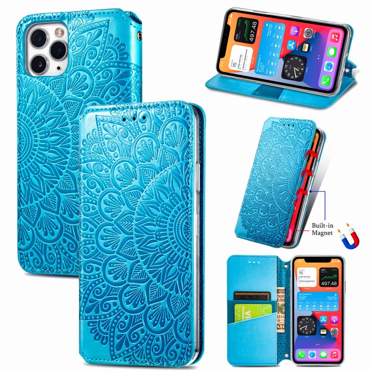 Blooming Mandala Embossed Pattern Magnetic Horizontal Flip Leather Case with Holder & Card Slots & Wallet, For iPhone 11
