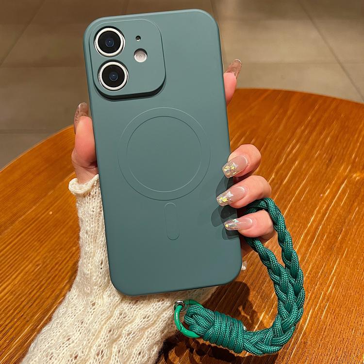 Solid Color Liquid Silicone Magnetic Phone Case with Lanyard, For iPhone 11, For iPhone 11 Pro