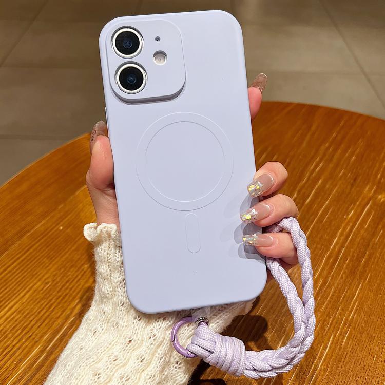 Solid Color Liquid Silicone Magnetic Phone Case with Lanyard, For iPhone 11, For iPhone 11 Pro