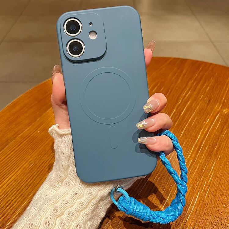Solid Color Liquid Silicone Magnetic Phone Case with Lanyard, For iPhone 11, For iPhone 11 Pro