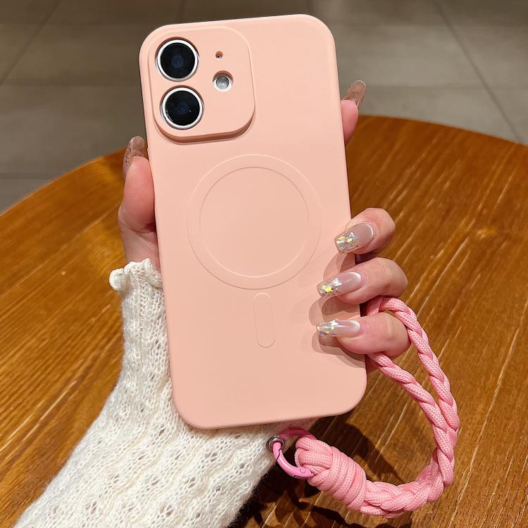 Solid Color Liquid Silicone Magnetic Phone Case with Lanyard, For iPhone 11, For iPhone 11 Pro