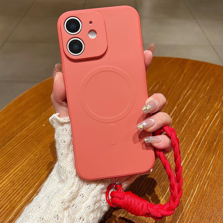 Solid Color Liquid Silicone Magnetic Phone Case with Lanyard, For iPhone 11, For iPhone 11 Pro