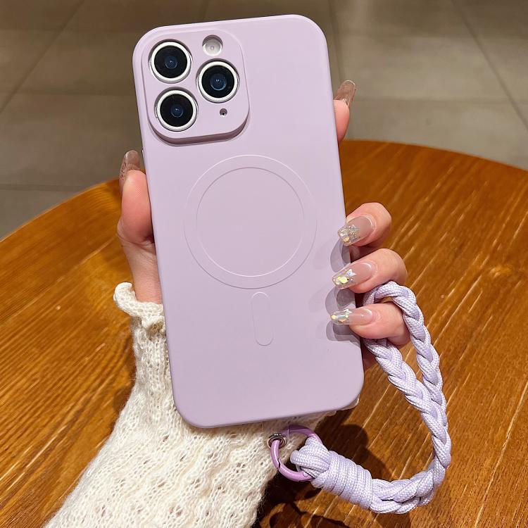 Solid Color Liquid Silicone Magnetic Phone Case with Lanyard, For iPhone 11, For iPhone 11 Pro