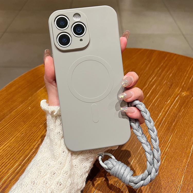 Solid Color Liquid Silicone Magnetic Phone Case with Lanyard, For iPhone 11, For iPhone 11 Pro