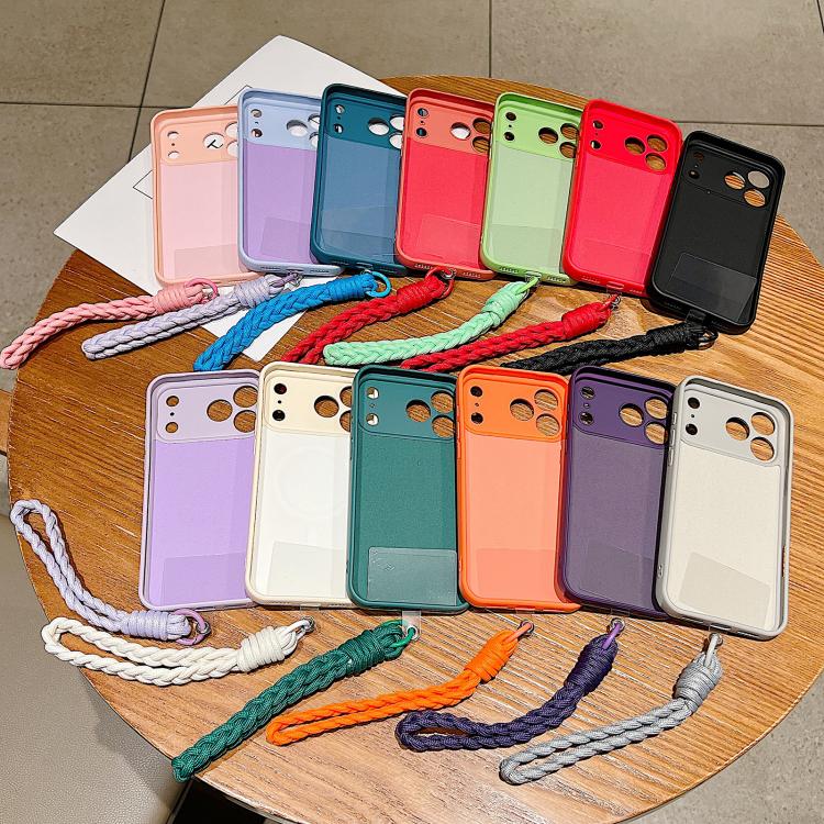 Solid Color Liquid Silicone Magnetic Phone Case with Lanyard, For iPhone 11, For iPhone 11 Pro