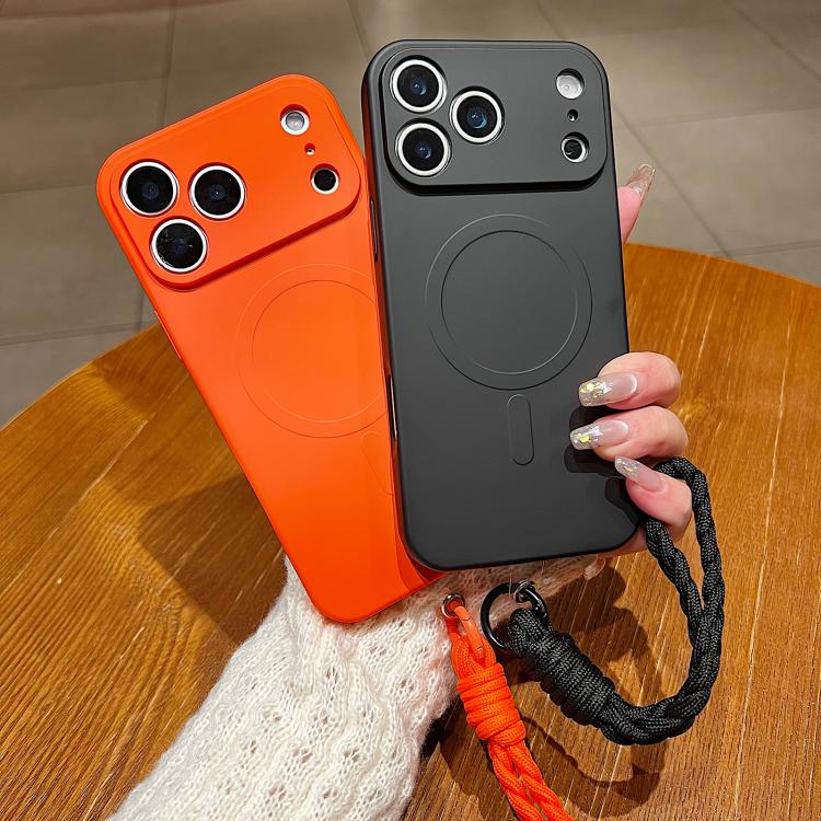 Solid Color Liquid Silicone Magnetic Phone Case with Lanyard, For iPhone 11, For iPhone 11 Pro