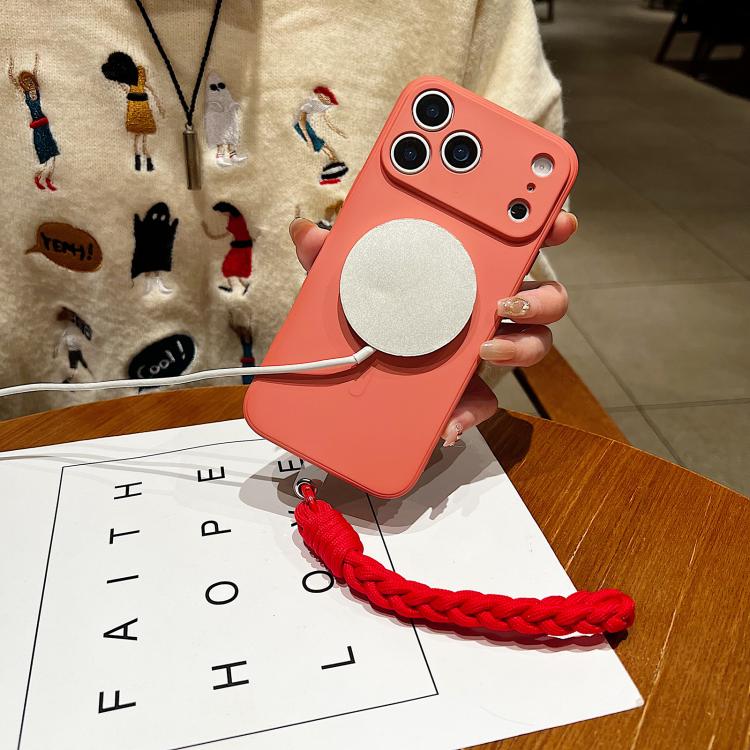 Solid Color Liquid Silicone Magnetic Phone Case with Lanyard, For iPhone 11, For iPhone 11 Pro