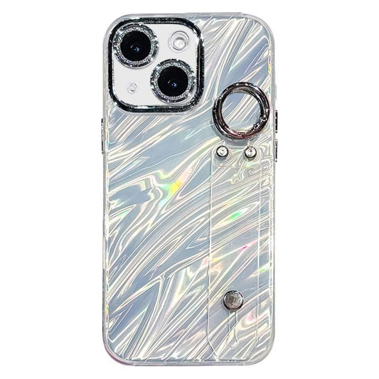 Plating Ripples Texture Wristband Holder TPU Phone Case with Lens Film, For iPhone 13