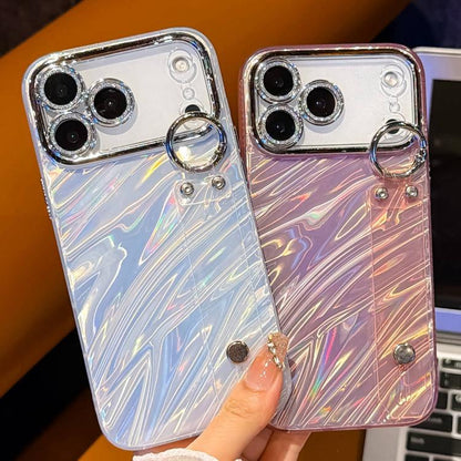 Plating Ripples Texture Wristband Holder TPU Phone Case with Lens Film, For iPhone 13