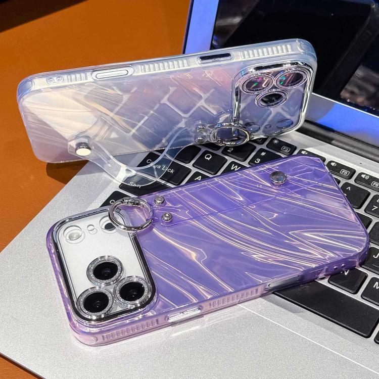 Plating Ripples Texture Wristband Holder TPU Phone Case with Lens Film, For iPhone 13