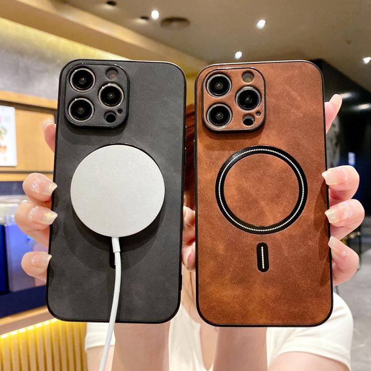 Lambskin Faux Leather Magnetic Phone Case, For iPhone 11, For iPhone 11 Pro