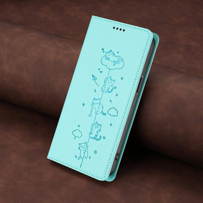 Cute Cats Embossed Magnetic RFID Vegan Leather Phone Case, For iPhone 12 / 12 Pro, For iPhone 11 Pro Max, For iPhone 11, For iPhone 11 Pro