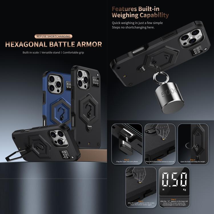 Hexagon Armor Magnetic Holder Weighing Scale Phone Case, For iPhone 12 / 12 Pro, For iPhone 11 Pro Max, For iPhone 11