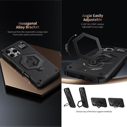 Hexagon Armor Magnetic Holder Weighing Scale Phone Case, For iPhone 12 / 12 Pro, For iPhone 11 Pro Max, For iPhone 11