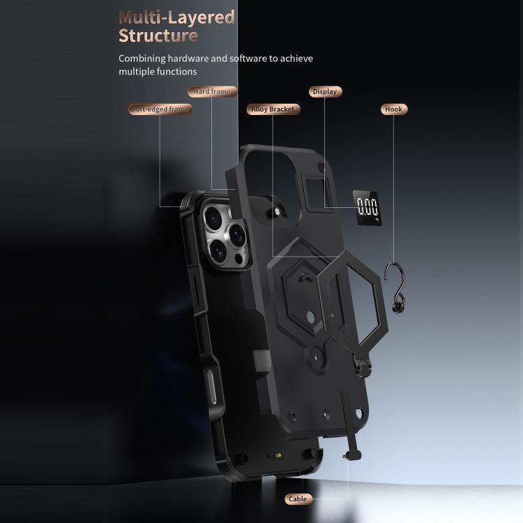 Hexagon Armor Magnetic Holder Weighing Scale Phone Case, For iPhone 12 / 12 Pro, For iPhone 11 Pro Max, For iPhone 11