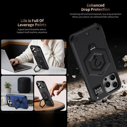 Hexagon Armor Magnetic Holder Weighing Scale Phone Case, For iPhone 12 / 12 Pro, For iPhone 11 Pro Max, For iPhone 11